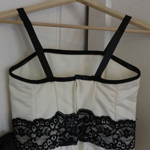 VTG Jessica McClintock for Gunne Sax Dress White Black Lace Size 1/2 0-2 Prom - Picture 3 of 9